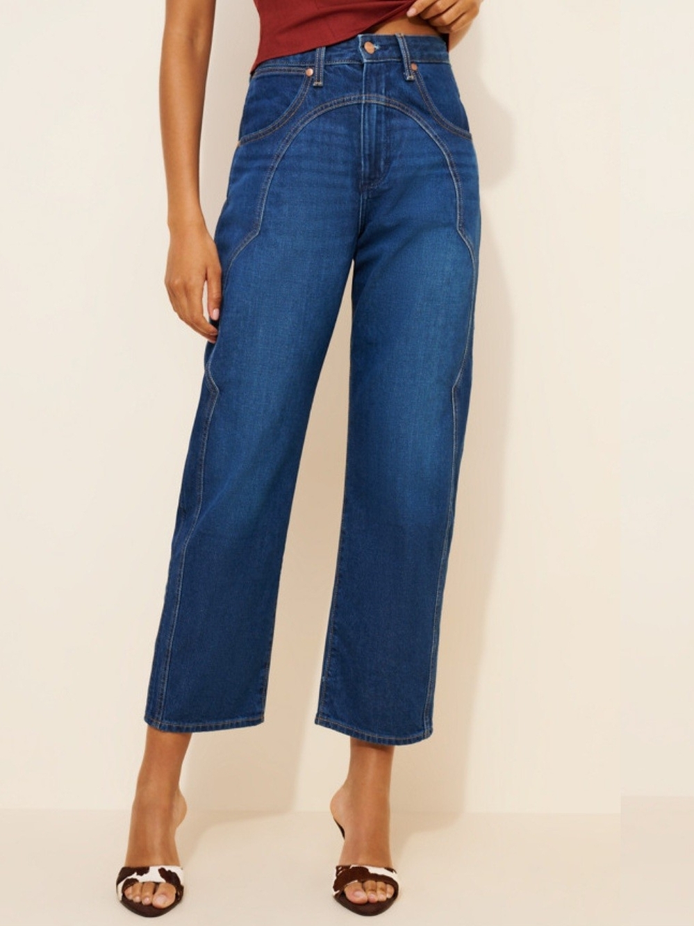 Wrangler Women's Rustlers Retreat Dark Wash High Rise Sleek Barrel Denim Jeans
